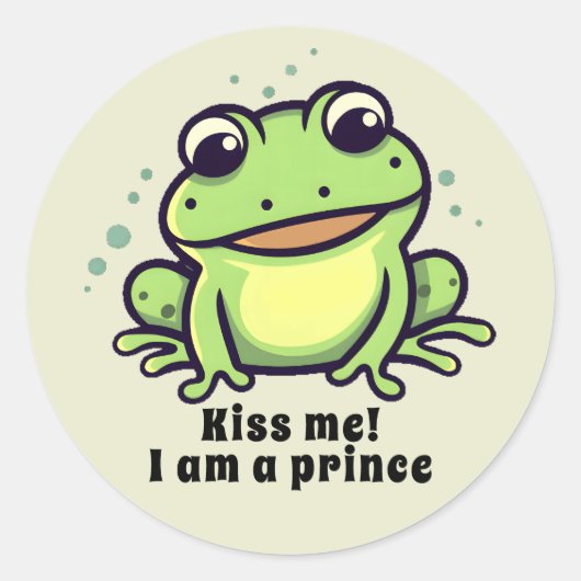 Sticker Rond Cute grenouille m'embrasser (Devant)