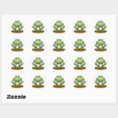 Sticker Rond Cute Grenouille verte (Feuille)