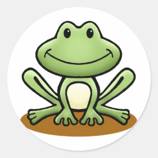 Sticker Rond Cute Grenouille verte