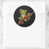 Sticker Rond Cute Grenouille verte sur une branche avec étoiles (Sac)