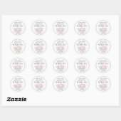 Sticker Rond Cute Gris Rose Polka Point Elephant Plaque (Feuille)