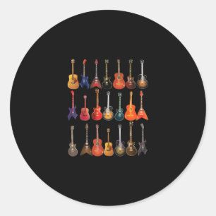 Sticker Rond Cute Guitar Rock and Roll Musical Instruments