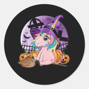 Sticker Rond Cute Halloween Chemises Filles Femmes Witchy Unico