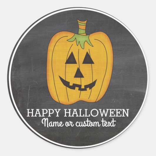 Sticker Rond Cute Halloween Funny Citrouille Jack-o'-lantern Cu (Devant)
