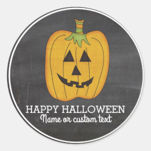 Sticker Rond Cute Halloween Funny Citrouille Jack-o'-lantern Cu