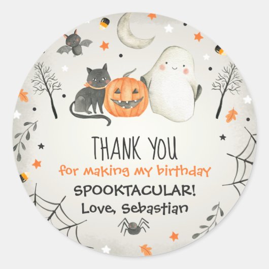 Sticker Rond Cute Halloween Ghost Spooktacular Anniversaire Fav (Devant)