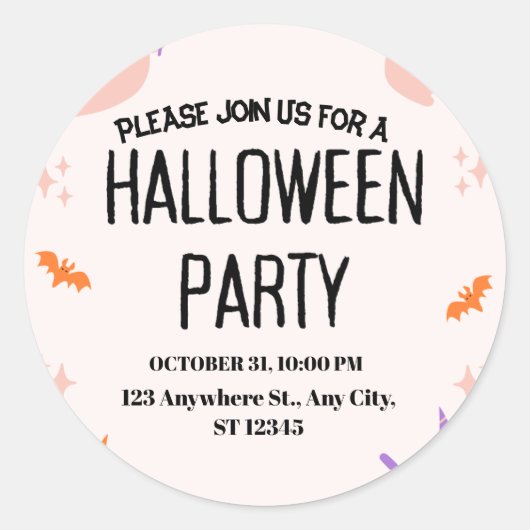 Sticker Rond Cute Halloween Party Invitation (Devant)