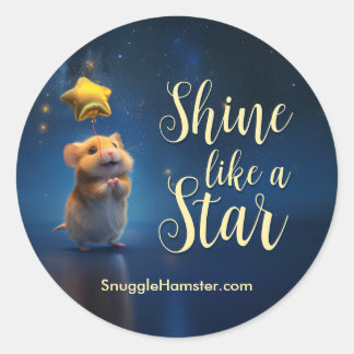 Sticker Rond Cute Hamster avec texte Briller comme une étoile