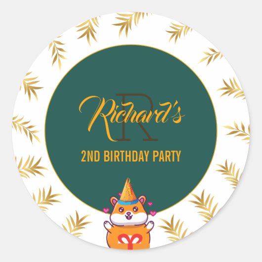 Sticker Rond Cute Hamster Green à thème Fête d'anniversaire des (Devant)