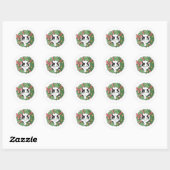 Sticker Rond Cute Hanging Christmas Cartoon Kitty (Feuille)
