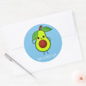 Sticker Rond Cute Happy Avocado Fruit Custom Color/texte Sticke (Enveloppe)