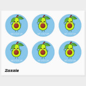 Sticker Rond Cute Happy Avocado Fruit Custom Color/texte Sticke (Feuille)