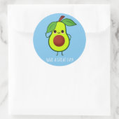 Sticker Rond Cute Happy Avocado Fruit Custom Color/texte Sticke (Sac)