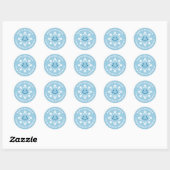 Sticker Rond Cute happy snowflake Happy Holidays blue winter (Feuille)
