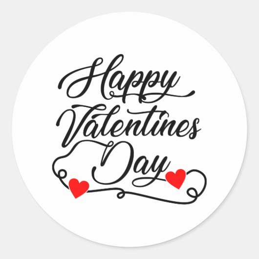 Sticker Rond Cute Happy Valentine's Day word art (Devant)