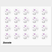 Sticker Rond Cute Heart LAVENDER Elephant maman & Baby shower (Feuille)