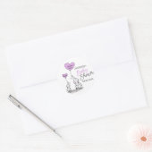 Sticker Rond Cute Heart LAVENDER Elephant maman & Baby shower (Enveloppe)