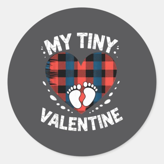 Sticker Rond Cute Heart My Tiny Valentine Pregnancy Announcemen (Devant)