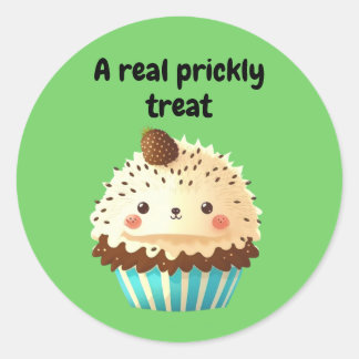 Sticker Rond Cute Hérisson Cupcake - Un Véritable Treat