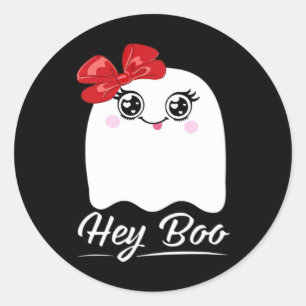 Sticker Rond Cute Hey Boo Halloween