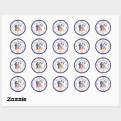 Sticker Rond Cute Hippo Nautique 1er anniversaire garçon (Feuille)
