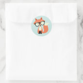 Sticker Rond Cute Hipster Red Fox (Sac)