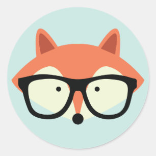 Sticker Rond Cute Hipster Red Fox
