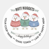 Sticker Rond Cute Holiday BUTT NUGGETS egg carton label (Devant)