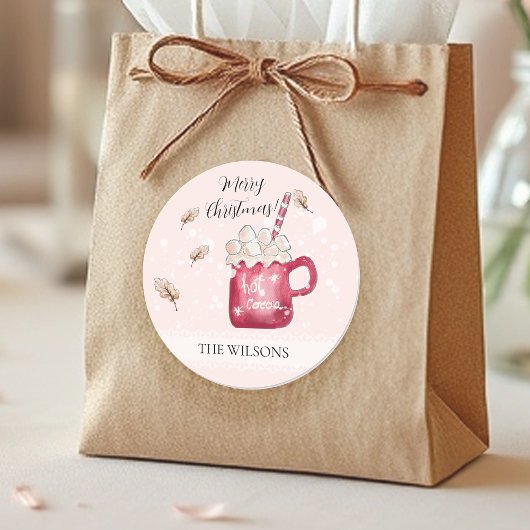 Sticker Rond Cute Hot Cocoa Holiday Illustration