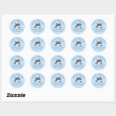 Sticker Rond Cute Husky Chien Bleu Texte personnalisé (Feuille)