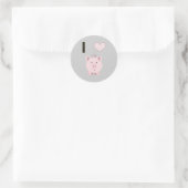 Sticker Rond Cute I coeurs Desgin (Sac)