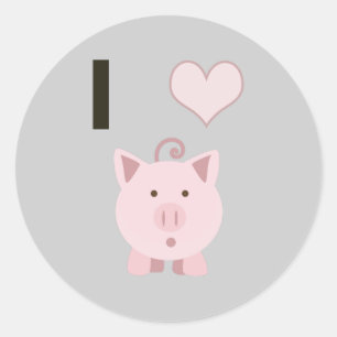Sticker Rond Cute I coeurs Desgin