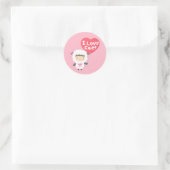 Sticker Rond Cute I Love Ewe Sheep Pun Humour (Sac)