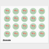 Sticker Rond Cute Ice Sking Dachshund Green School Bookplate (Feuille)