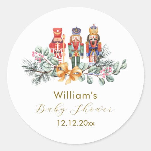 Sticker Rond Cute It's Cold Outside Nutcracker Baby Shower  (Devant)