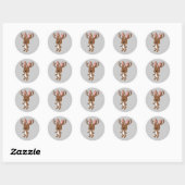 Sticker Rond Cute Jackalope (Feuille)