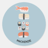 Sticker Rond Cute Japonais Sushi Personnalisé (Devant)