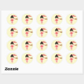 Sticker Rond Cute japonaise rose cerise Blossom Geisha (Feuille)
