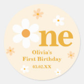 Sticker Rond Cute Jaune Daisy Un 1er Anniversaire (Devant)