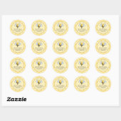 Sticker Rond Cute jaune et noir Bumblebee commerce de miel (Feuille)