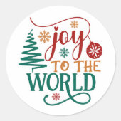 Sticker Rond Cute 'Joy to the World' Christmas (Devant)