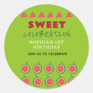 Sticker Rond Cute & Juicy Watermelon Thème Invitation