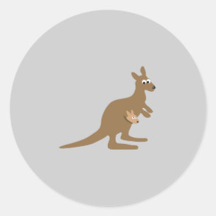 Sticker Rond Cute Kangaroo et Joey