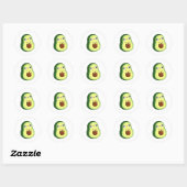 Sticker Rond Cute Kawaii Avocado (Feuille)