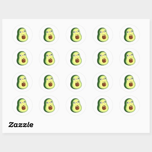 Sticker Rond Cute Kawaii Avocado (Feuille)