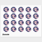 Sticker Rond Cute Kawaii Axolotl Astronaut - Avent spatial rétr (Feuille)