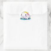 Sticker Rond Cute Kawaii Axolotl dans l'eau (Sac)
