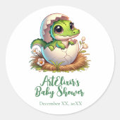 Sticker Rond Cute Kawaii Baby shower d'éclosion d'alligator béb (Devant)