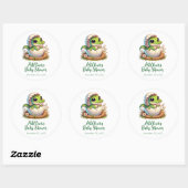 Sticker Rond Cute Kawaii Baby shower d'éclosion d'alligator béb (Feuille)