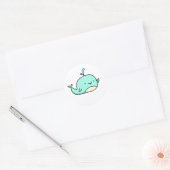 Sticker Rond Cute Kawaii Baleine Bleue (Enveloppe)